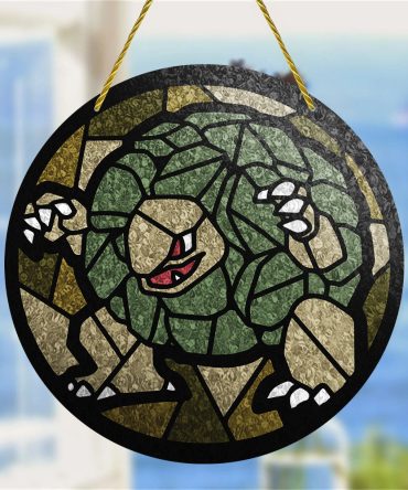 Handcrafted Turtle Stained Glass Suncatcher - Unique Home Decor, 12 Round Art Piece