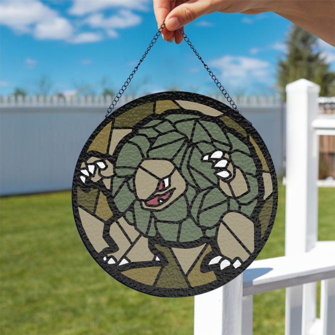 Handcrafted Turtle Stained Glass Suncatcher - Unique Home Decor, 12 Round Art Piece - Image 4