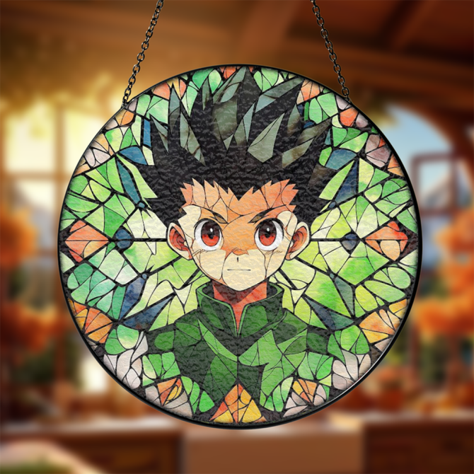 Vibrant Anime Stained Glass Art - Unique Decor For Anime Lovers & Collectors