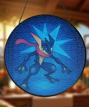 Handcrafted Greninja Stained Glass Sun Catcher – Unique Pokémon Decor For Home