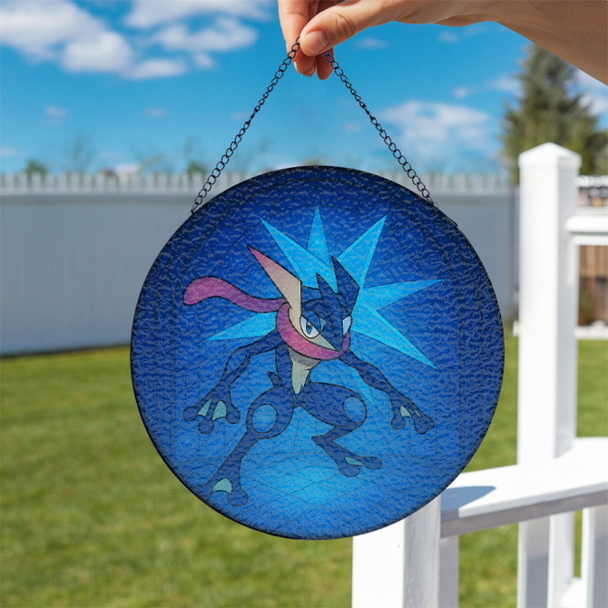 Handcrafted Greninja Stained Glass Sun Catcher – Unique Pokémon Decor For Home - Image 2