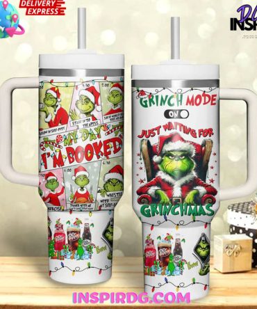 Festive Grinch Tumbler Mug - Christmas Mode On! , Insulated 20Oz , Perfect Holiday Gift