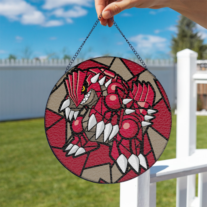Vibrant Red Dinosaur Stained Glass Sun Catcher - Unique Home Decor Gift - Image 2