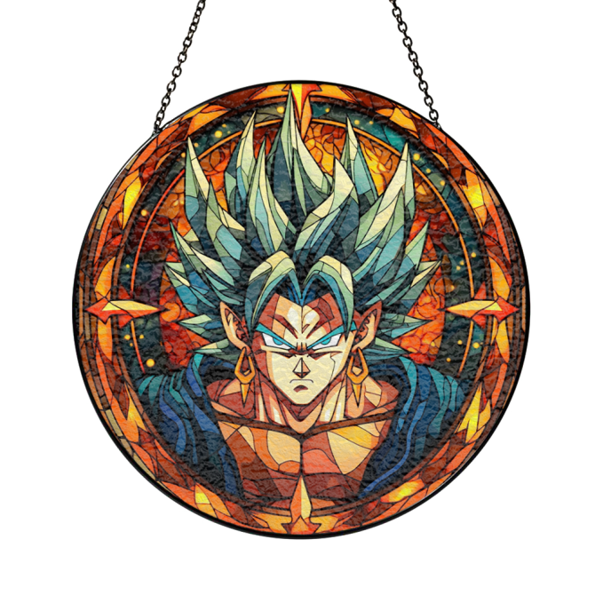Vibrant Anime Hero Stained Glass Art - Unique Wall Decor For Fans - Image 3