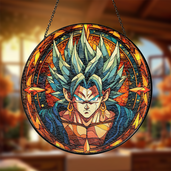Vibrant Anime Hero Stained Glass Art - Unique Wall Decor For Fans