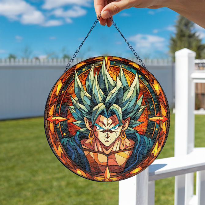 Vibrant Anime Hero Stained Glass Art - Unique Wall Decor For Fans - Image 2