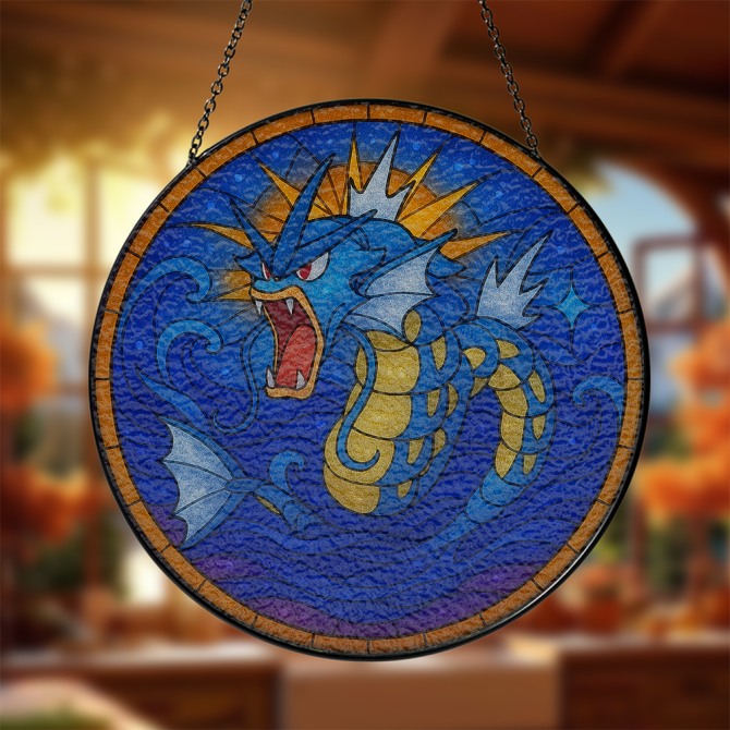 Stunning Stained Glass Art - Dragon Design Window Hanging Decor - Vibrant Home Accent