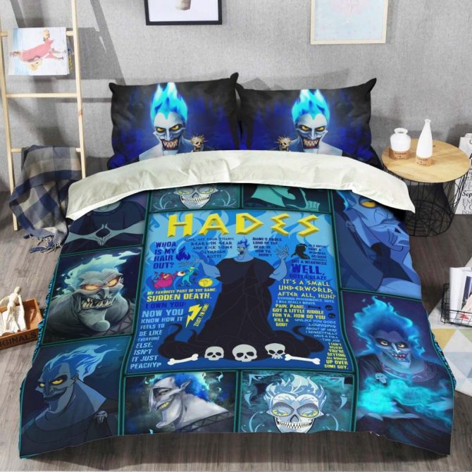 Cozy Hades-Themed Bedding Set - Vibrant Blue Cartoon Design For Ultimate Comfort - Image 2