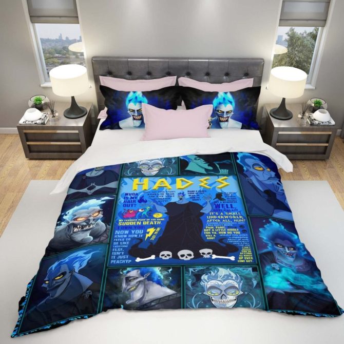 Cozy Hades-Themed Bedding Set - Vibrant Blue Cartoon Design For Ultimate Comfort - Image 3