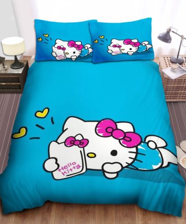 Cozy Hello Kitty Bedding Set – Cute & Comfy Blue Duvet With Pillowcases