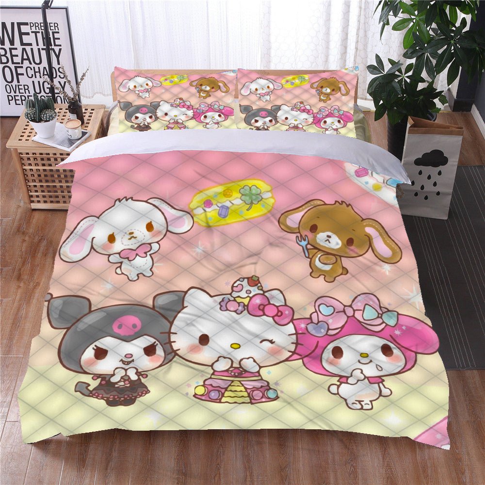 Adorable Cartoon Character Bedding Set - Cozy & Colorful Twin/Full Size Duvet Cover For Kids