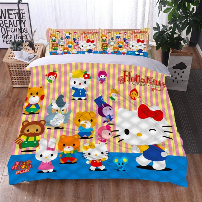 Cozy Hello Kitty Bedding Set - Colorful Cartoon Design For Kids' Room Decor