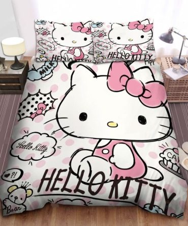 Cozy Hello Kitty Bedding Set - Cute Pink Cartoon Comforter For Kids & Teens