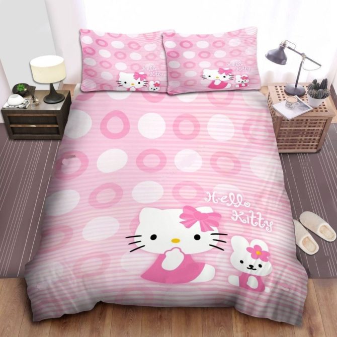 Cozy Hello Kitty Pink Polka Dot Bedding Set - Twin Size, Adorable & Soft For Kids' Rooms