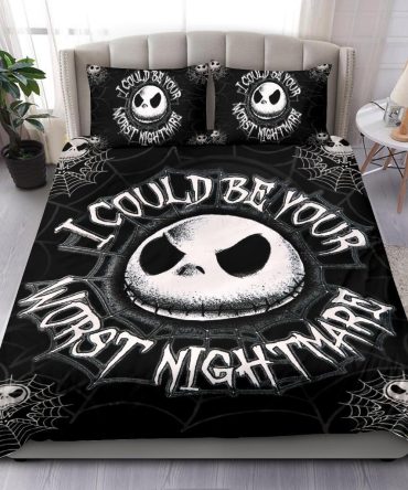 Spooky Skull Bedding Set - Halloween Nightmare Theme Comforter & Pillowcases