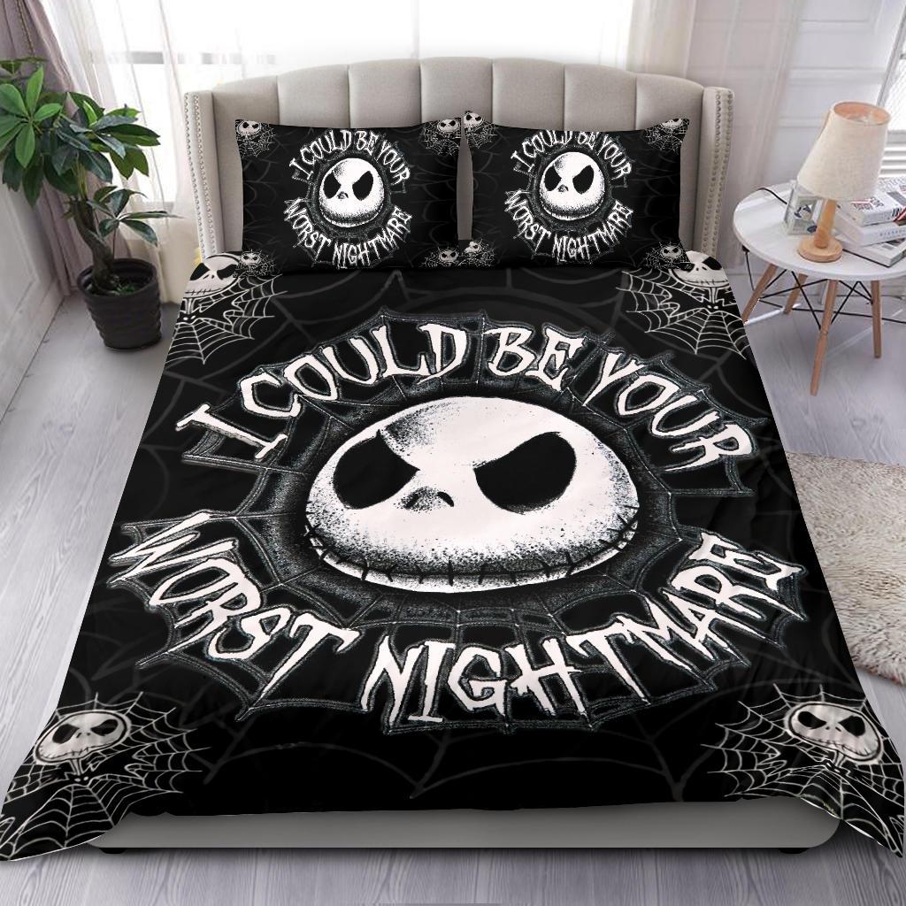Spooky Skull Bedding Set - Halloween Nightmare Theme Comforter & Pillowcases