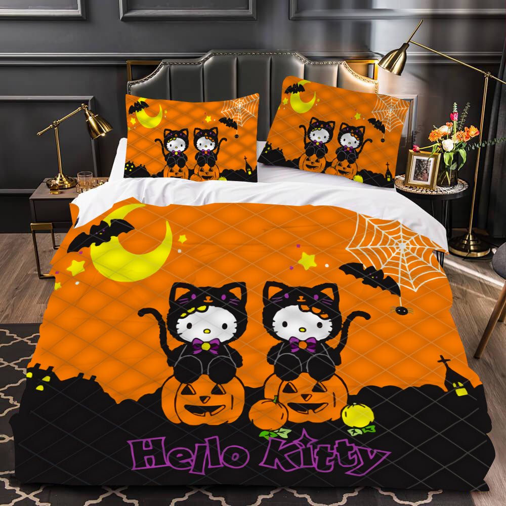 Hello Kitty Halloween Bedding Set – Cute Pumpkin Design For Cozy Nights