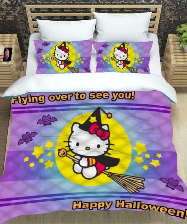 Spooky Cute Halloween Bedding Set - Witch Kitty Design - Cozy & Fun Decor!