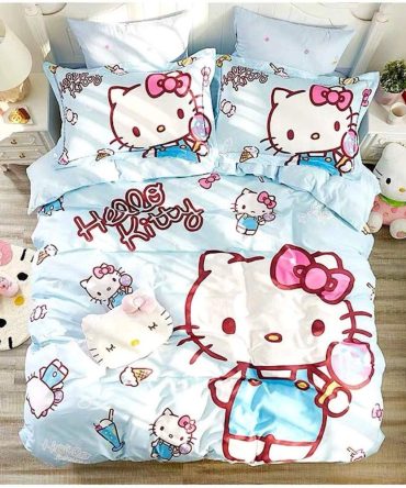 Cozy Hello Kitty Bedding Set - Cute Cartoon Design For Kids & Fans - Twin/Full Sizes Available!