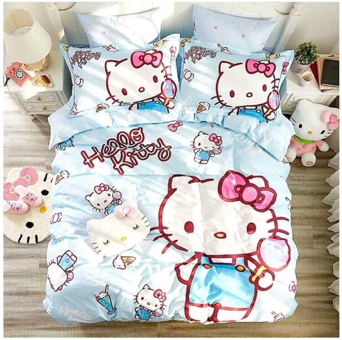 Cozy Hello Kitty Bedding Set - Cute Cartoon Design For Kids & Fans - Twin/Full Sizes Available!