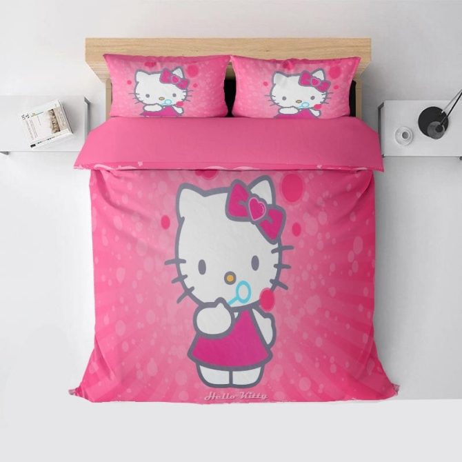 Cozy Pink Hello Kitty Bedding Set - Twin/Full Size - Cute & Comfy Design For Kids Room Decor