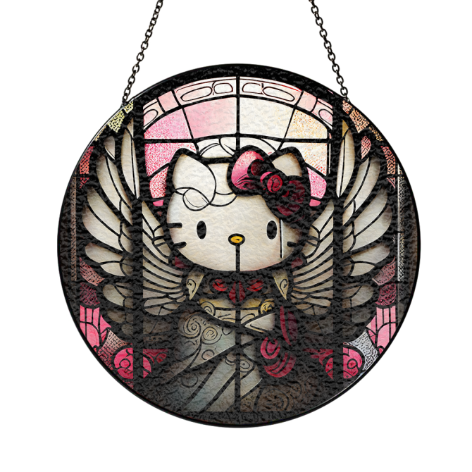 Charming Hello Kitty Stained Glass Window Panel - Unique Home Décor Gift - Image 3