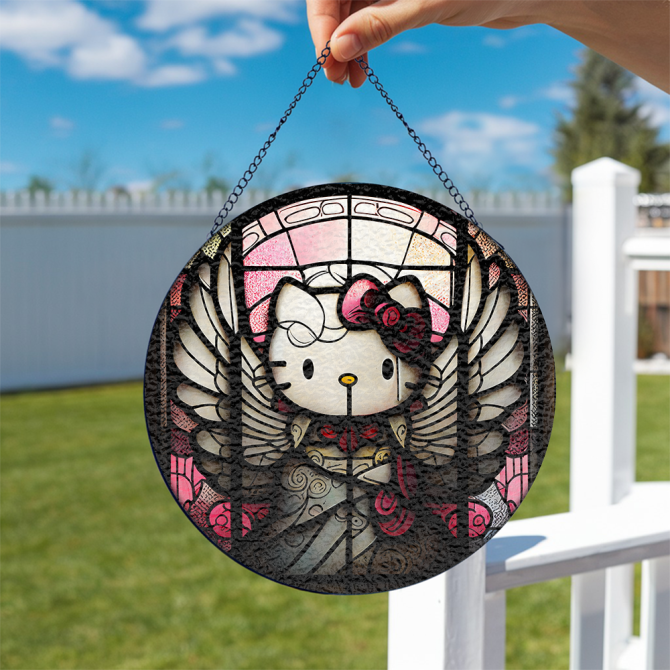 Charming Hello Kitty Stained Glass Window Panel - Unique Home Décor Gift - Image 2