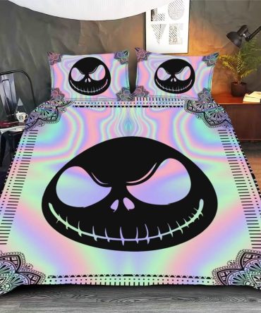 Vibrant Skull Bedding Set - 3D Holographic Comforter & Pillowcases For Unique Bedroom Decor