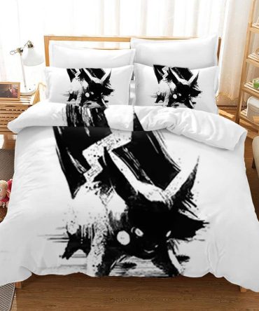 Stylish Black & White Abstract Cat Bedding Set - Soft Duvet Cover & Pillowcases For Modern Bedrooms
