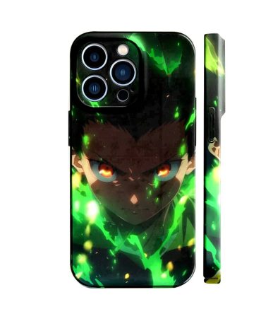 Anime-Inspired Iphone Case - Vibrant Green & Black Design, Fits Iphone 12/13/14 Pro Max