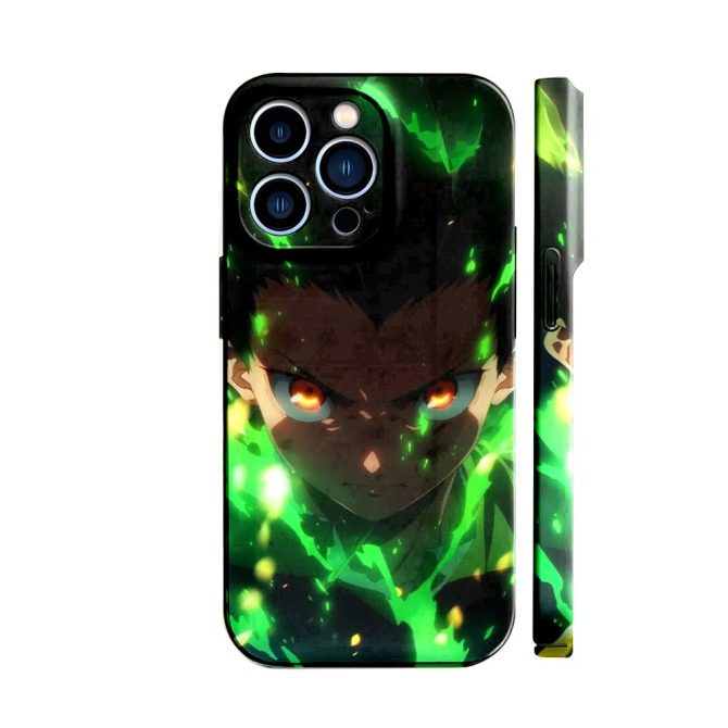 Anime-Inspired Iphone Case - Vibrant Green & Black Design, Fits Iphone 12/13/14 Pro Max