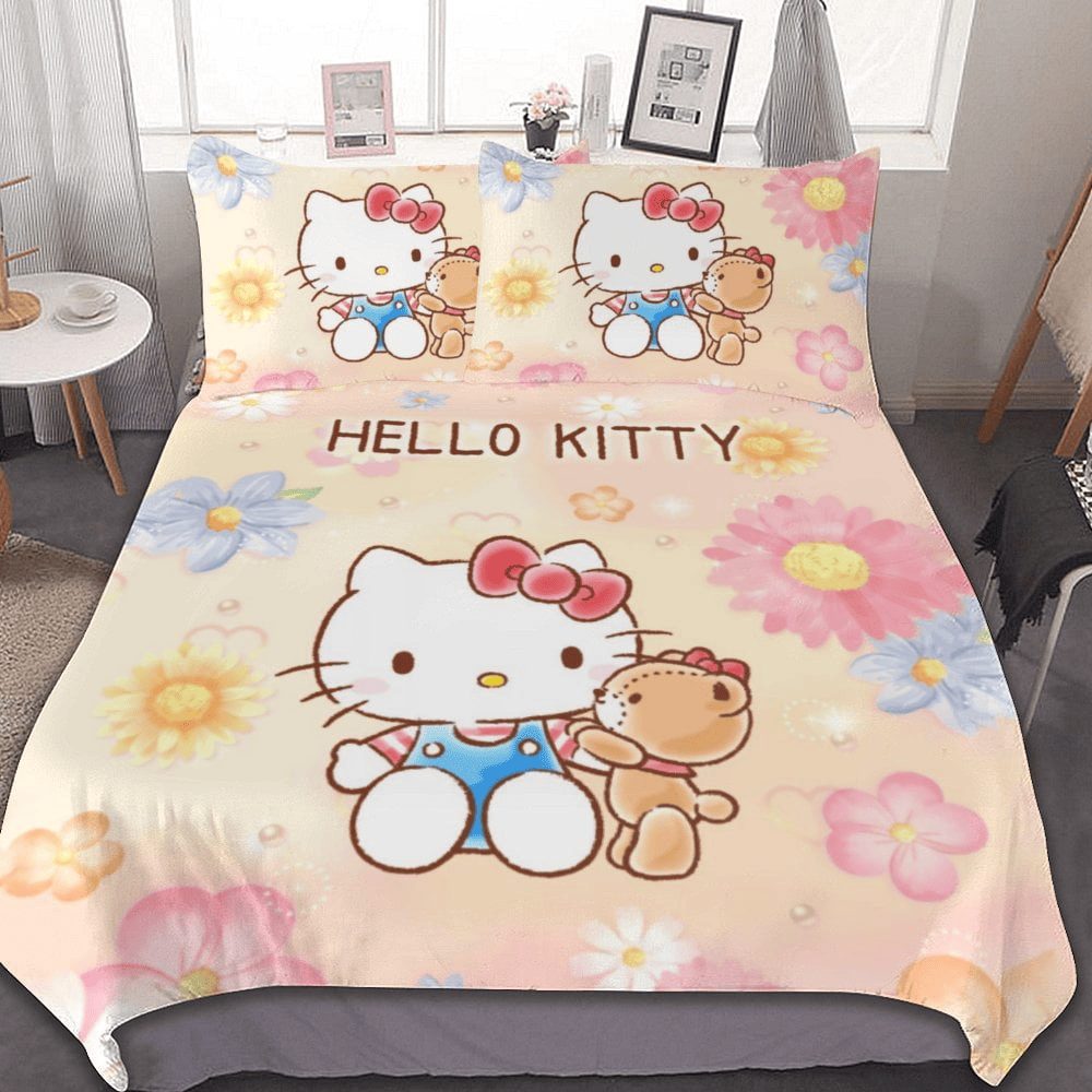 Hello Kitty Floral Bedding Set - Cozy & Cute Comforter With Pillowcases - Image 2