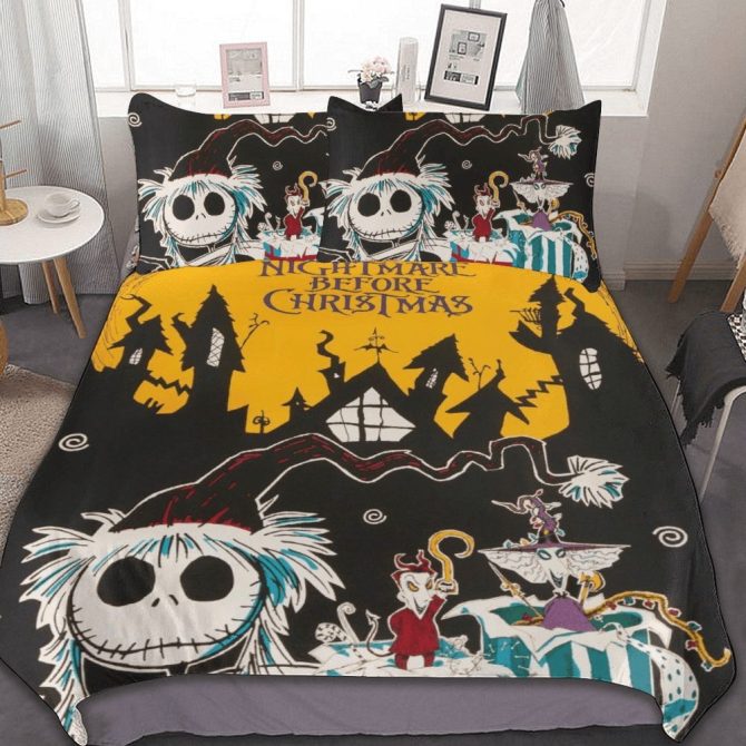 Cozy Nightmare Before Christmas Bedding Set - Vibrant Halloween-Themed Comforter With Pillowcases