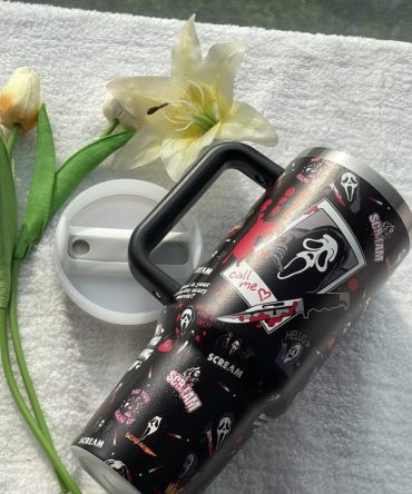 Ghostface Horror Tumbler - Insulated Travel Mug With Lid, 20Oz - Perfect For Horror Fans!