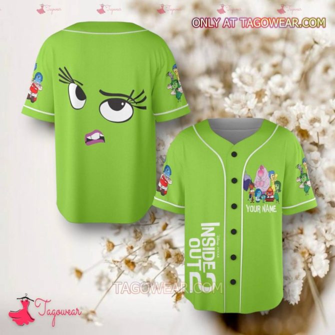 Custom Inside Out Baseball Jersey - Personalized Name, Vibrant Green Design, Perfect Gift!
