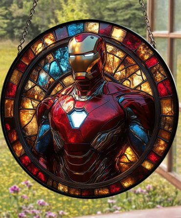 Marvel Iron Man Stained Glass Window Hanging - Vibrant Home Decor For Superhero Fans