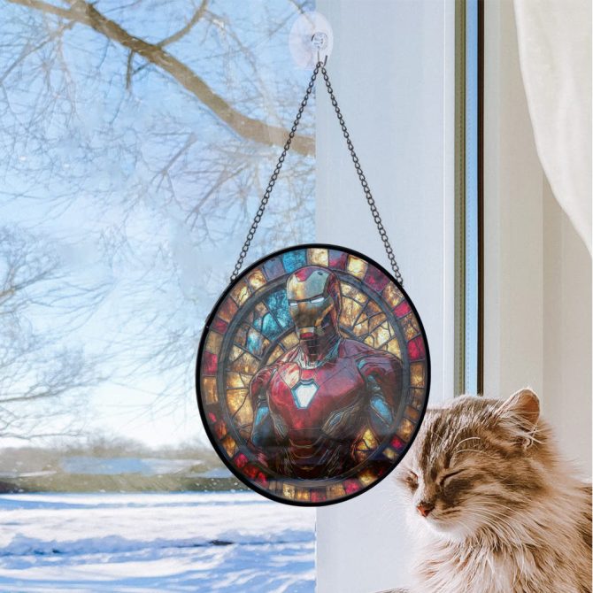 Marvel Iron Man Stained Glass Window Hanging - Vibrant Home Decor For Superhero Fans - Image 2