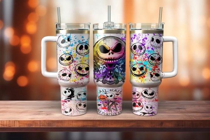 Colorful Skull Design Tumbler With Straw - Double-Walled Insulated 20Oz Mug For Hot & Cold Drinks