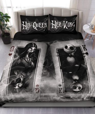 His Queen Her King Gothic Bedding Set - Cozy Couples Bedspread For Unique Bedroom Decor