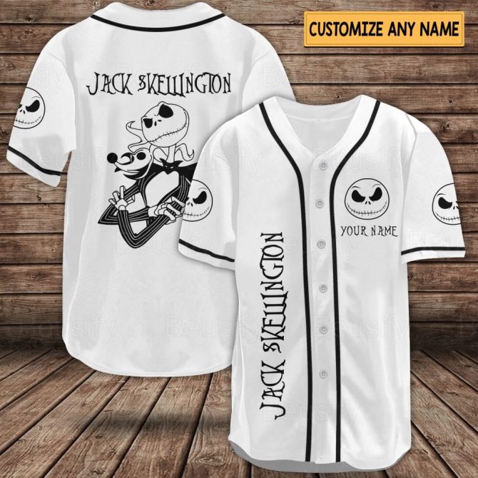 Custom Jack Skellington Baseball Jersey - Personalize Your Nightmare Style!