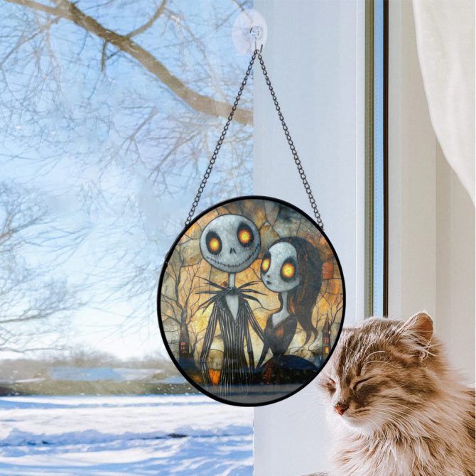 Hauntingly Beautiful Stained Glass Window Hanging , Gothic Art Decor For Spooky Vibes - Image 2