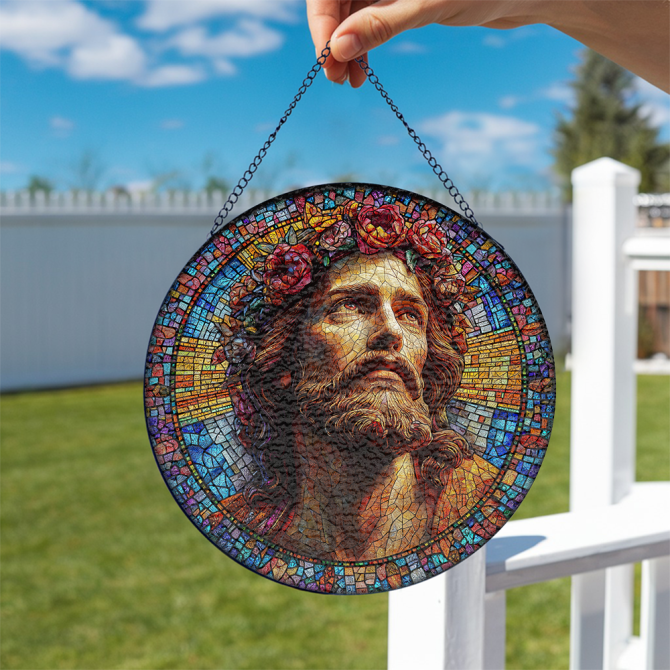 Stunning Stained Glass Jesus Sun Catcher - Vibrant Decor For Home Or Church - Image 4