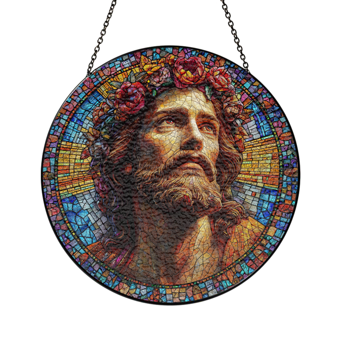 Stunning Stained Glass Jesus Sun Catcher - Vibrant Decor For Home Or Church - Image 5