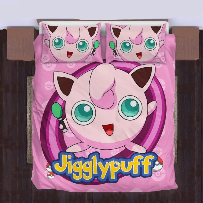 Cozy Jigglypuff Bedding Set - Cute Pink Cartoon Bed Cover & Pillowcases For Kids & Fans
