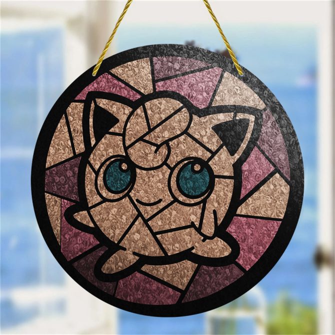 Stained Glass Style Cute Anime Hanging Ornament - Decorative Window Art For Home & Office