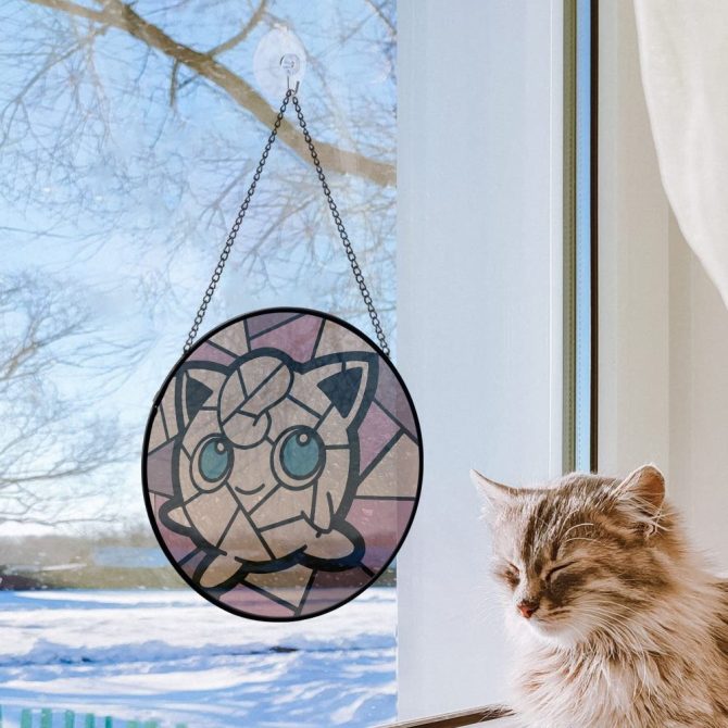 Stained Glass Style Cute Anime Hanging Ornament - Decorative Window Art For Home & Office - Image 2