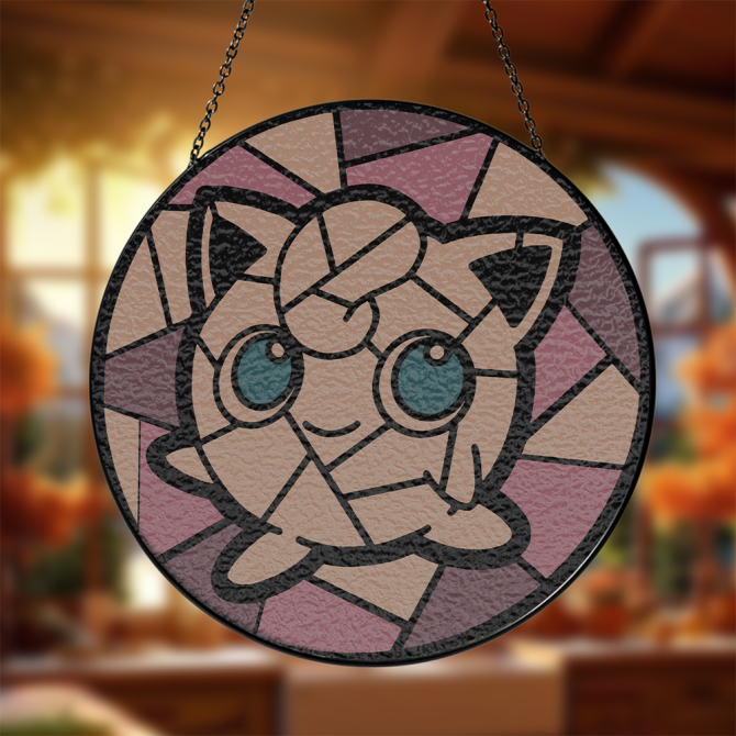 Stained Glass Style Cute Anime Hanging Ornament - Decorative Window Art For Home & Office - Image 3