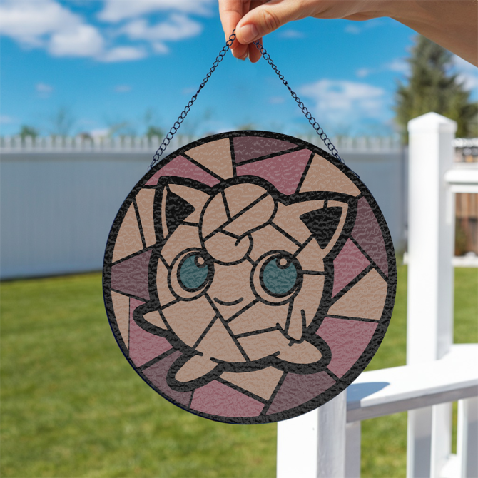 Stained Glass Style Cute Anime Hanging Ornament - Decorative Window Art For Home & Office - Image 4