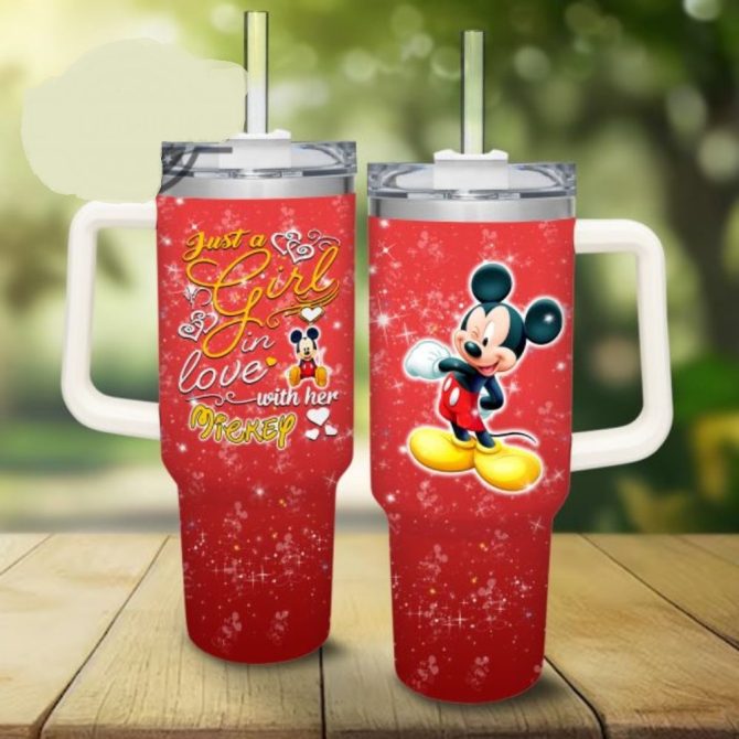 Charming Mickey Mouse Tumbler With Handle - Perfect Gift For Disney Fans!