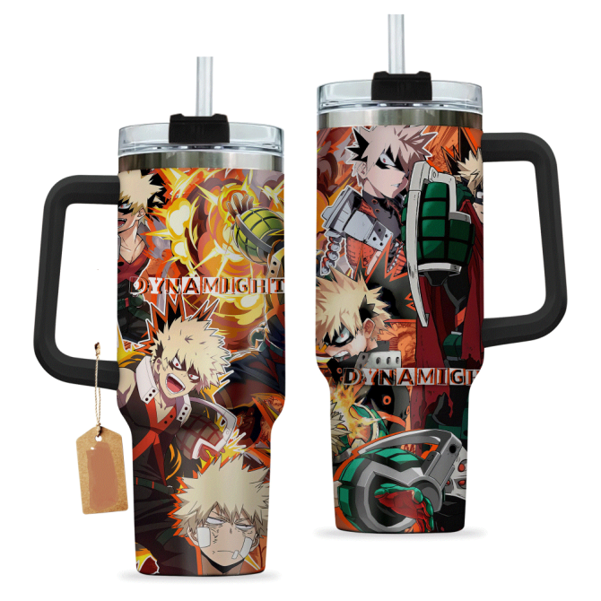 Anime Dynamight Travel Mug With Handle - 40Oz Insulated Tumbler For Hot & Cold Drinks